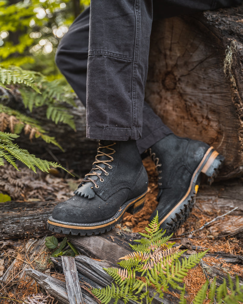 Drew's 10-Inch Logger - Black Rough Out - Drew's Boots - Drew's Boots