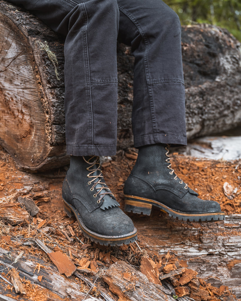 Drew's 10-Inch Logger - Black Rough Out - Drew's Boots - Drew's Boots