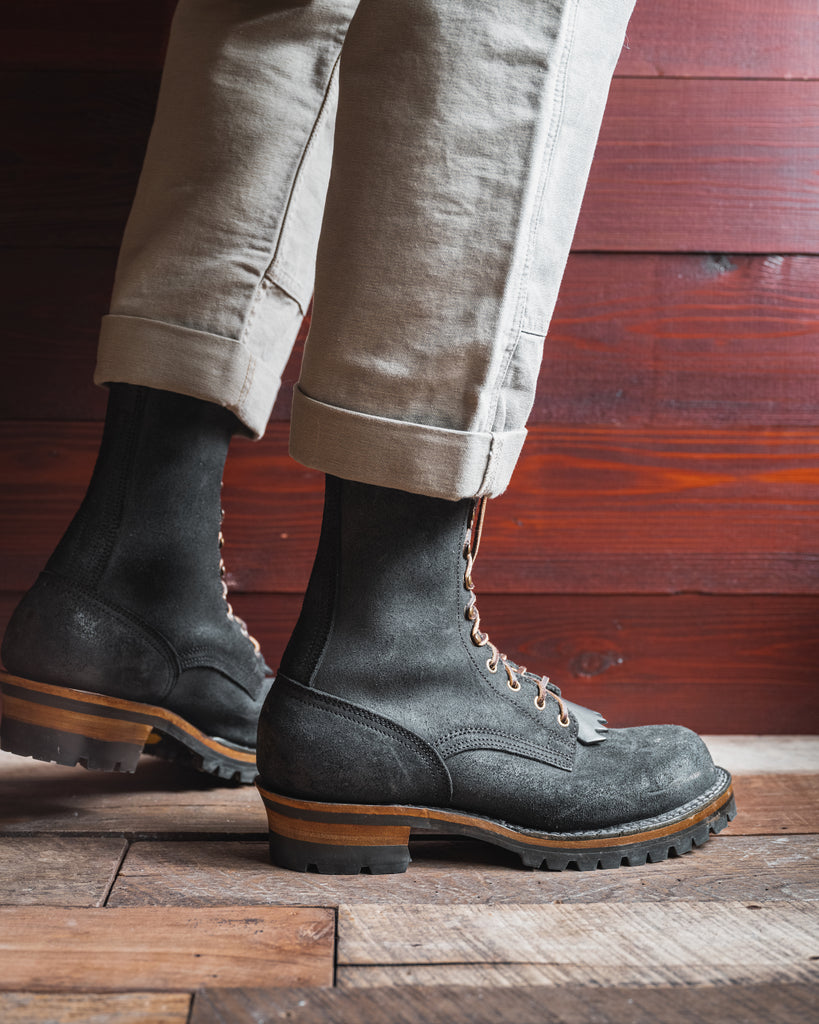 Drew's 10-Inch Logger - Black Rough Out - Drew's Boots - Drew's Boots