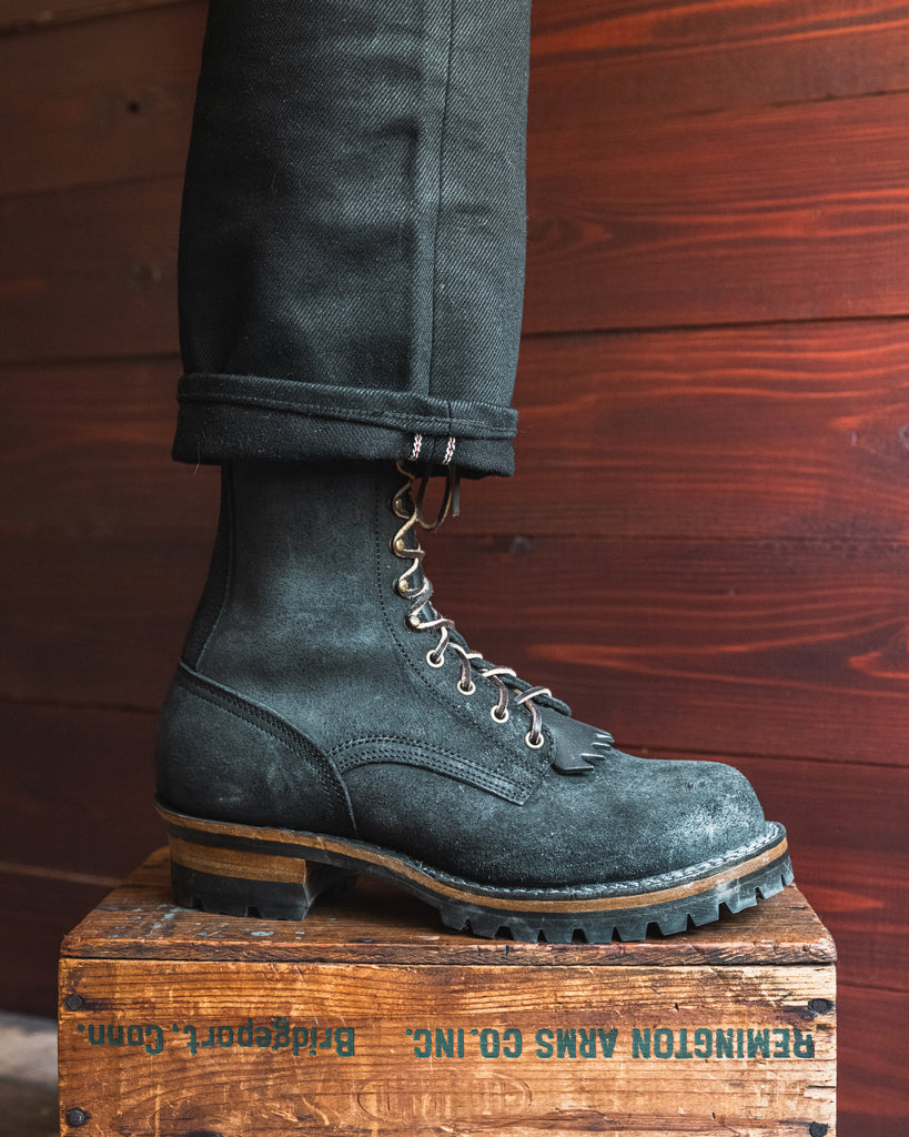 Drew's 10-Inch Logger - Black Rough Out - Drew's Boots - Drew's Boots