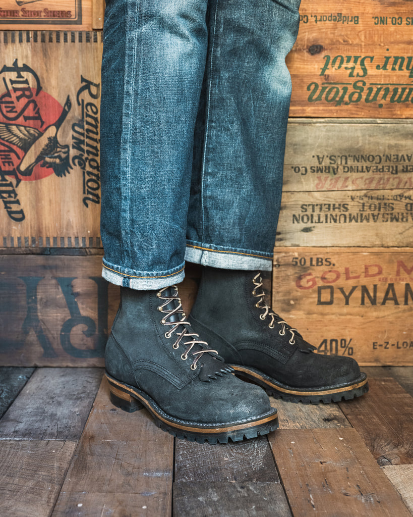 Drew's 10-Inch Logger - Black Rough Out - Drew's Boots - Drew's Boots
