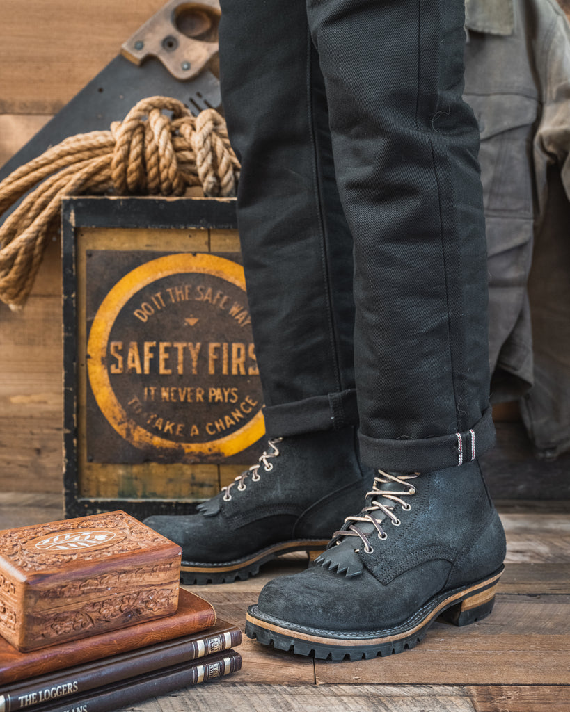 Drew's 10-Inch Logger - Black Rough Out - Drew's Boots - Drew's Boots