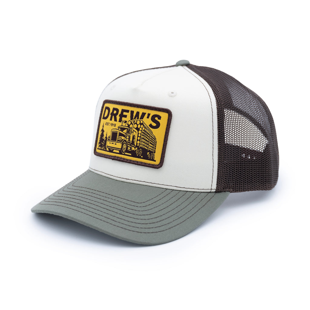 Drew's x Richardson Hi Pro Champ Trucker Cap - Logging Logger Truck Embroidered Trucker Cap