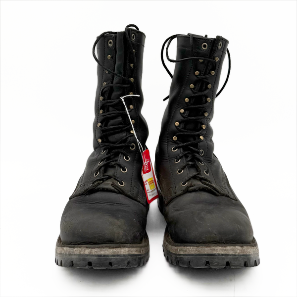 Used Drew's 10" Leather Logger Work Boots Black Smooth 10.5D