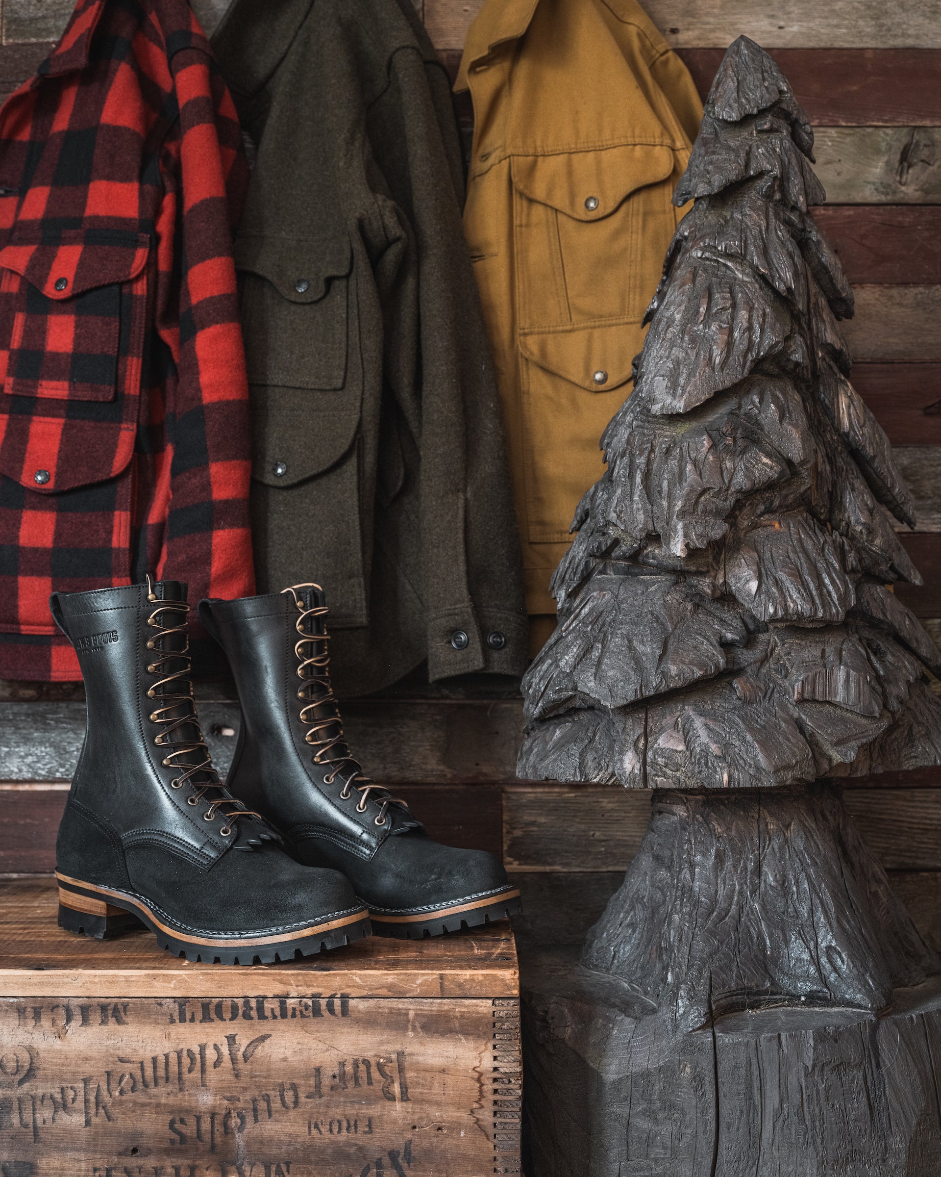 Drew's 10-Inch Logger - Black Smooth Leather Work Boots – Drew's Boots