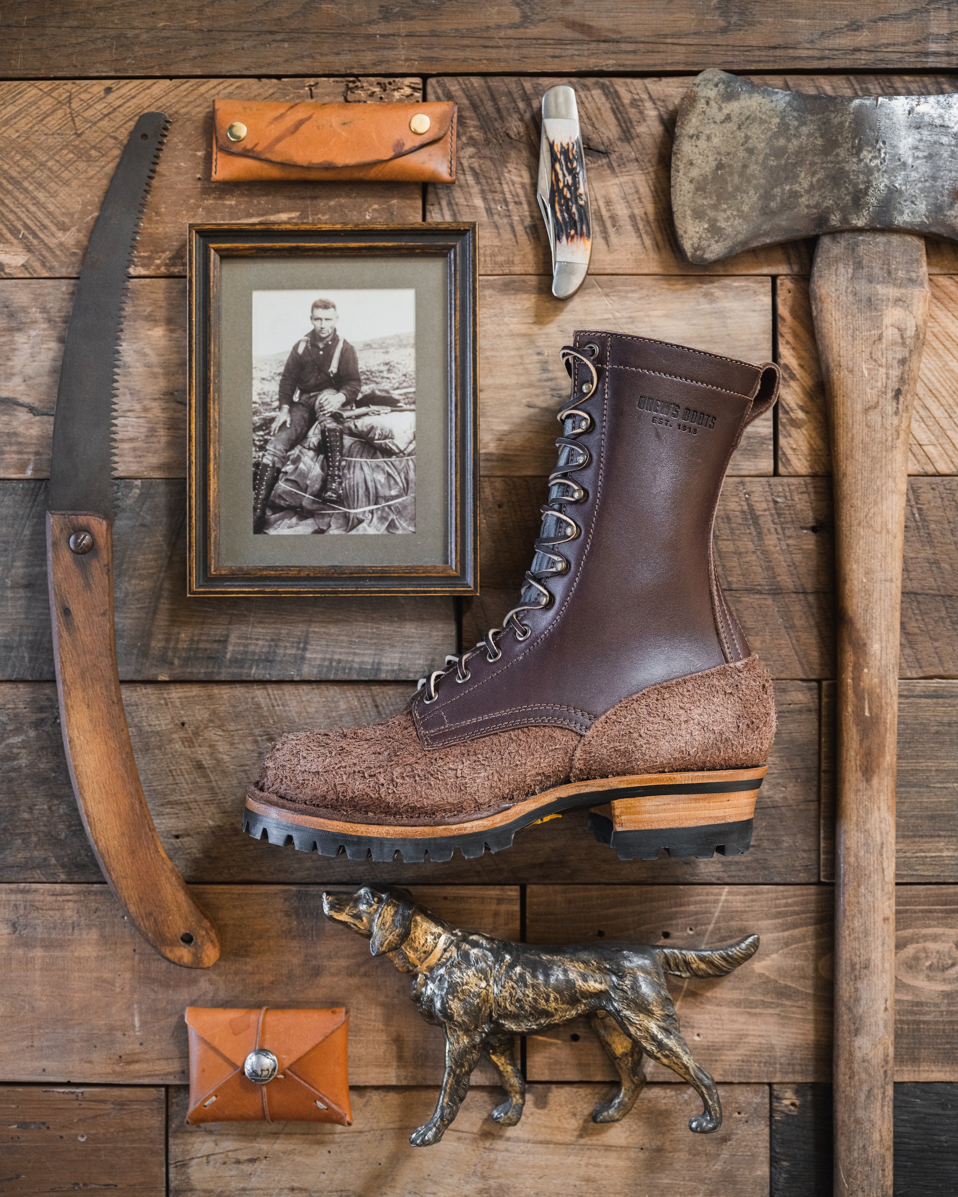 Drew's 10-Inch Leather Logger - Brown Combo Work Boots – Drew's Boots