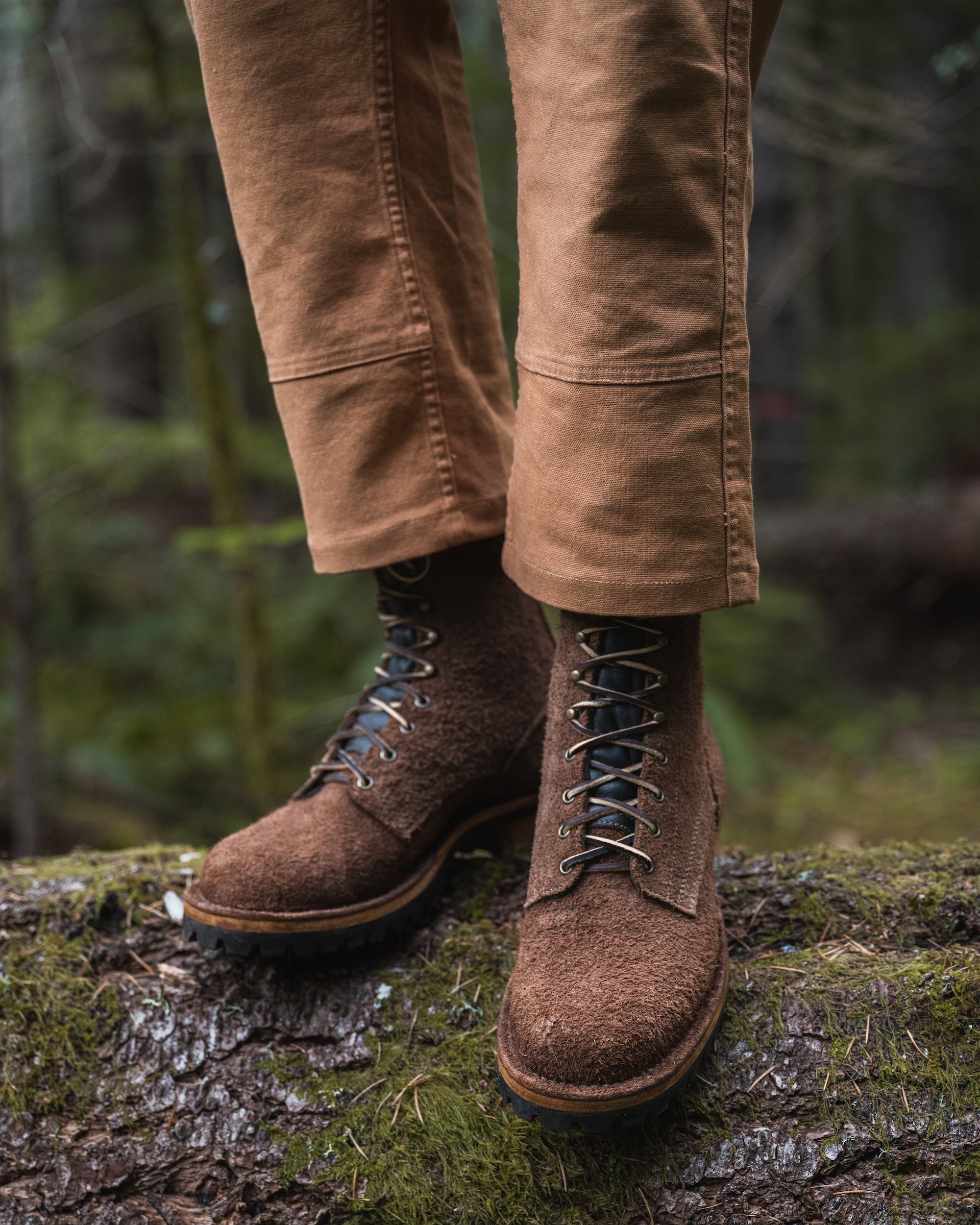 Drew's 10-Inch Leather Logger - Brown Rough Out Work Boots