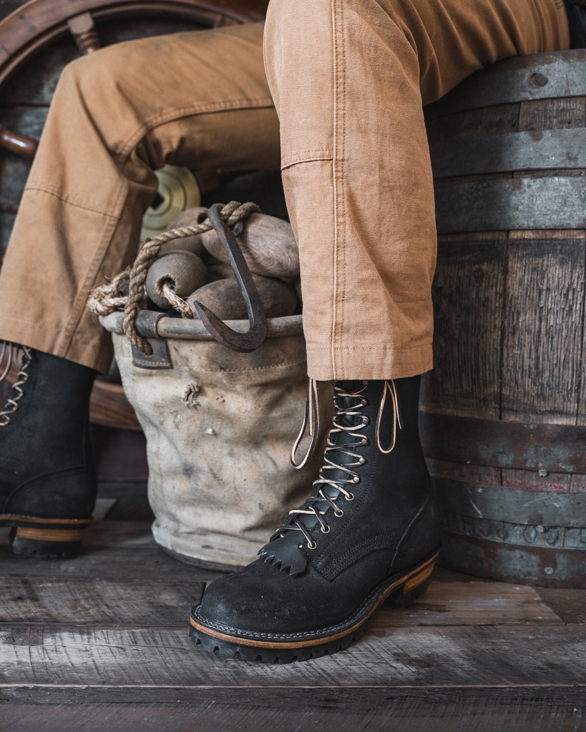 Drew's 10-Inch Logger - Black Smooth Leather Work Boots – Drew's Boots