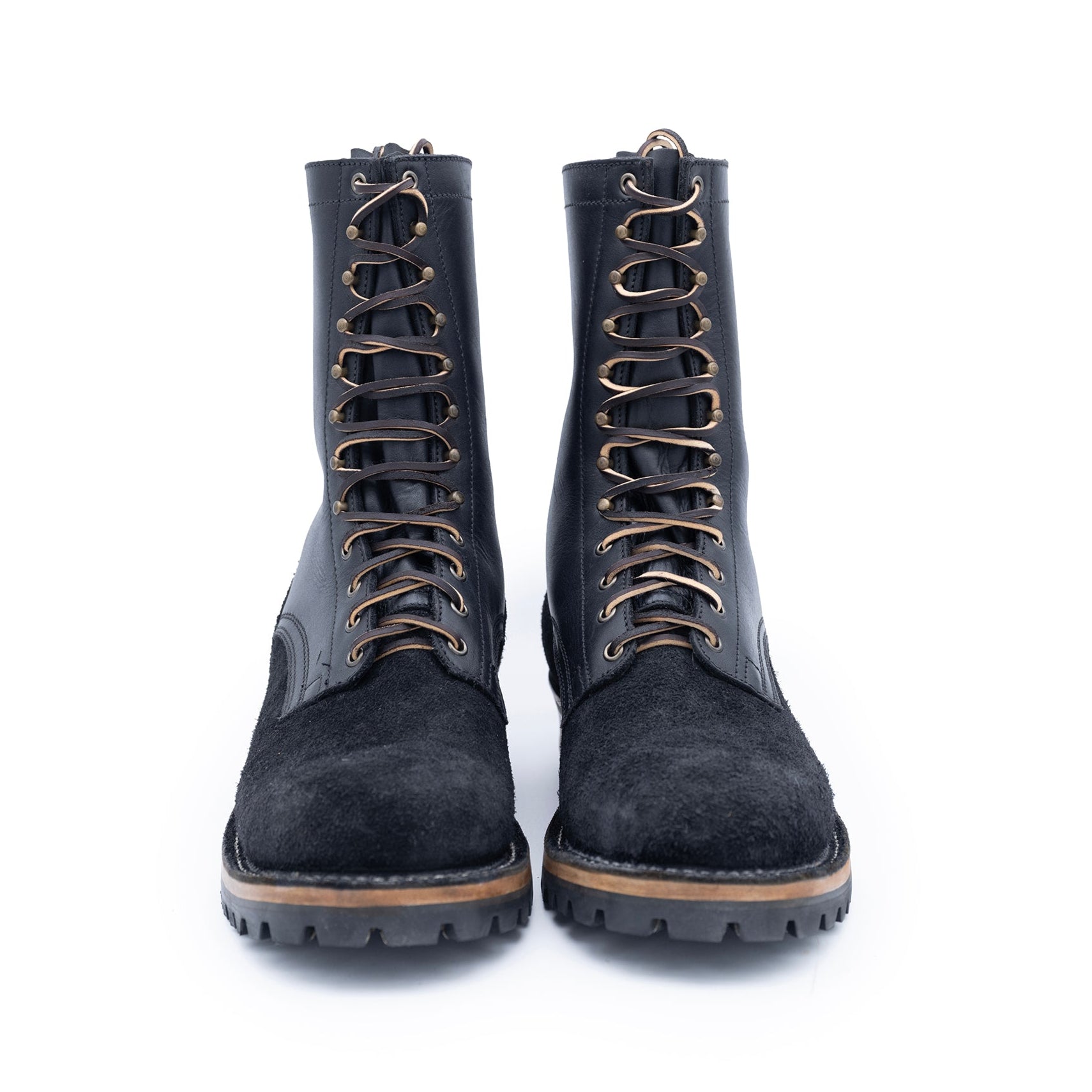 Drew's 10-inch Leather Logger - Black Combo Work Boots – Drew's Boots