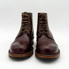 Pair of brown leather boots on a white background