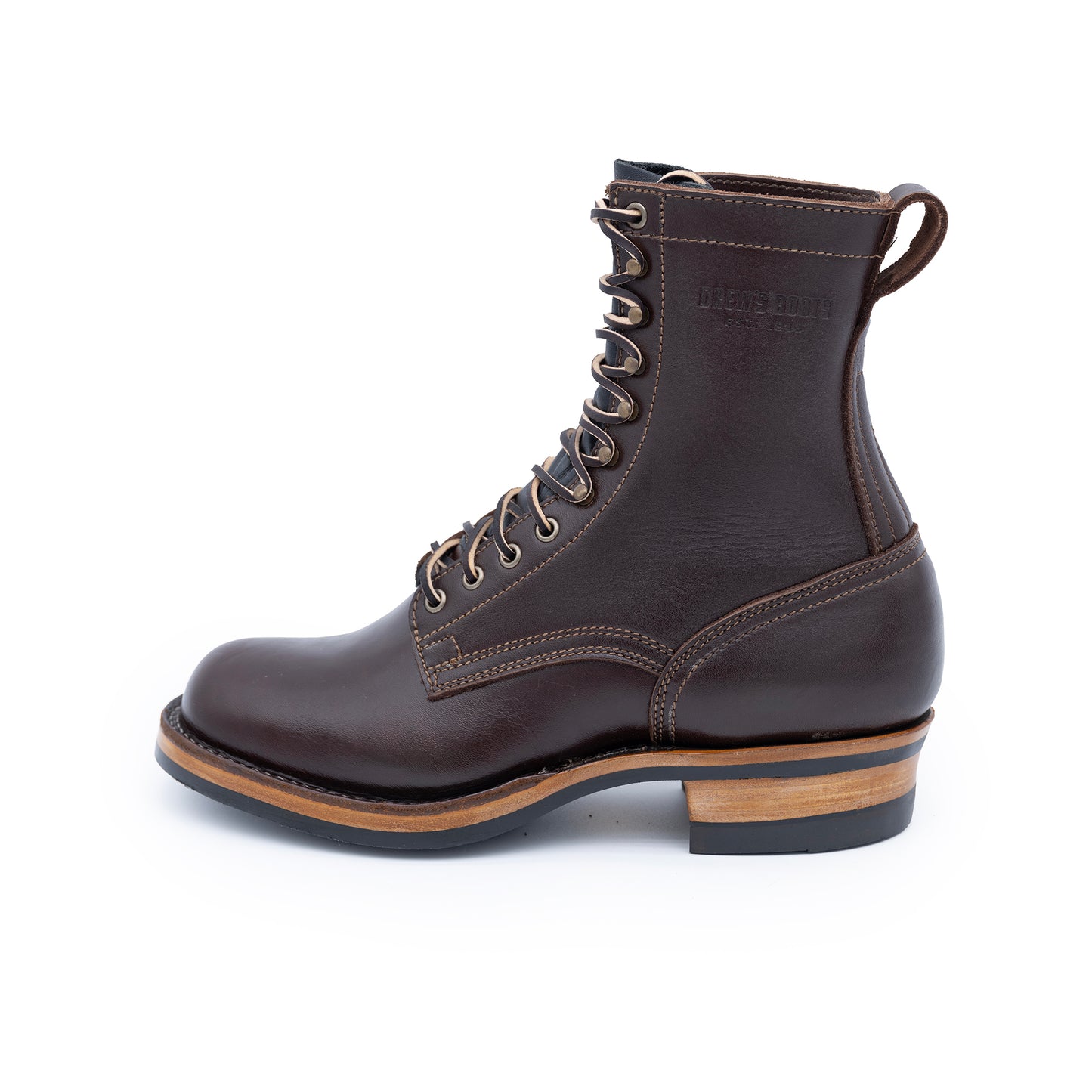 Drew_s_8-Inch_Logger_work_boots_-_Brown_Smooth_430_MINI_LUG_SOLE leather work boots