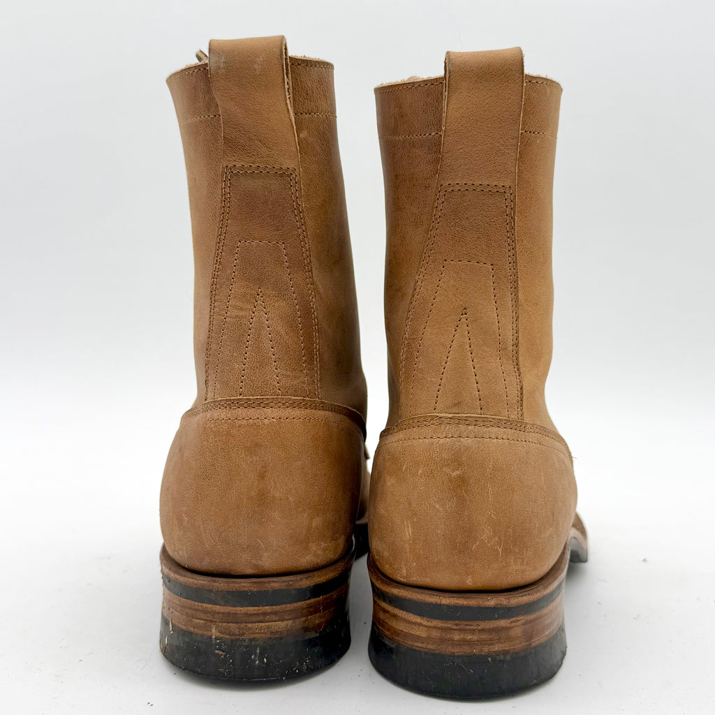 Drew's 8-inch Contractor - Harvest Tan Plain Toe Lightly Used Size 9.5D LEATHER WORK BOOTS 