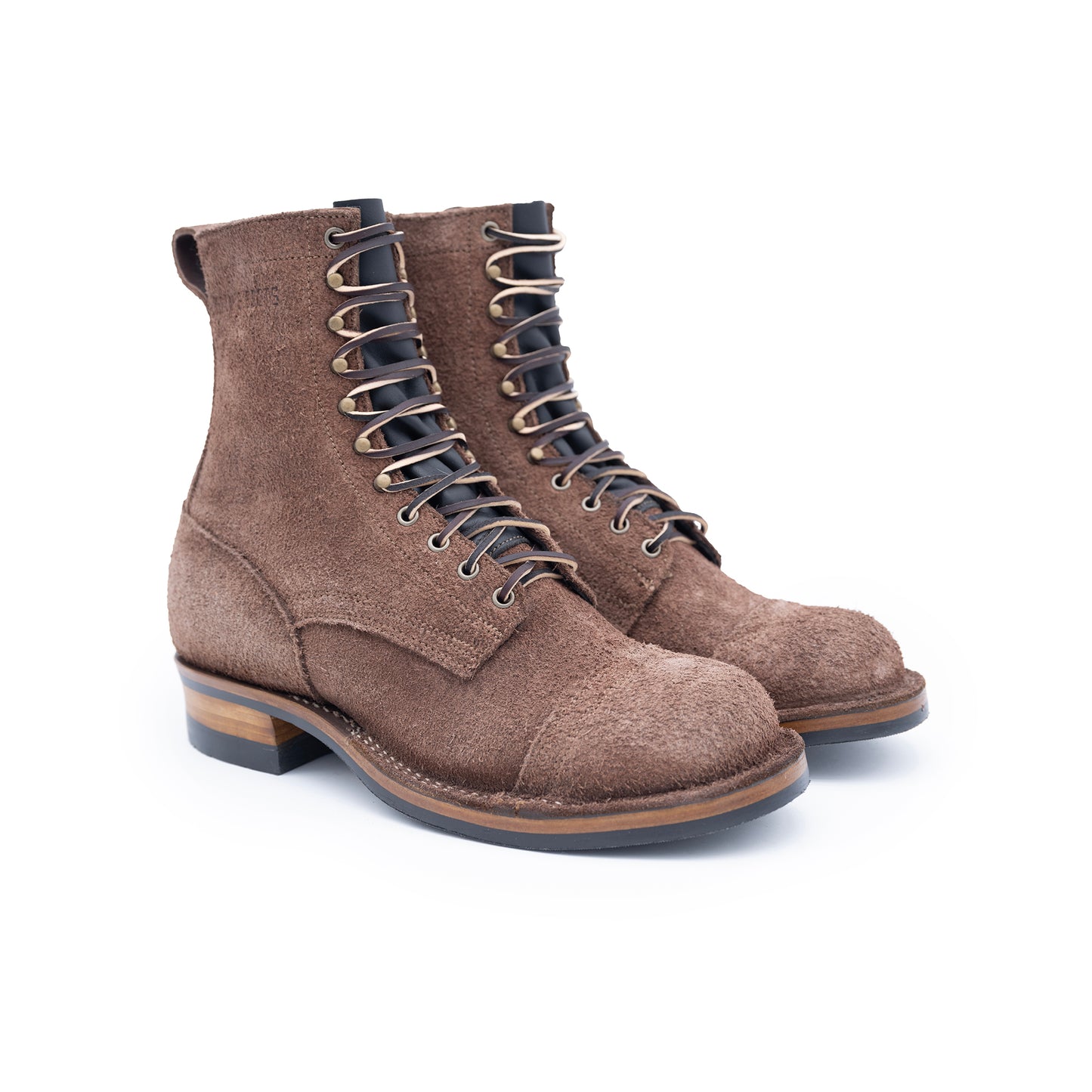 Drew's 8 Inch Work Boot 430 Mini Lug Sole Brown Roughout Toe Cap