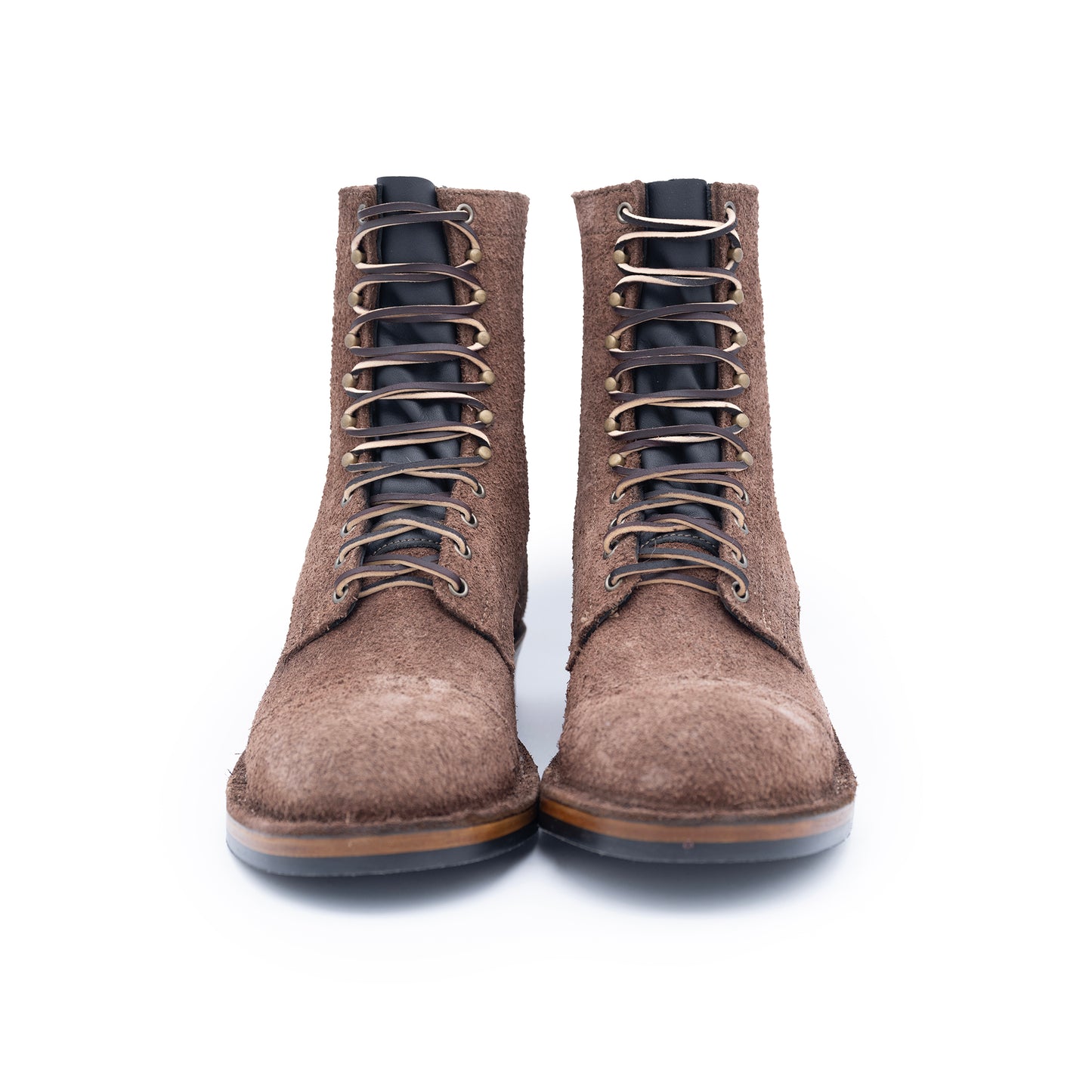 Drew's 8 Inch Work Boot 430 Mini Lug Sole Brown Roughout Toe Cap