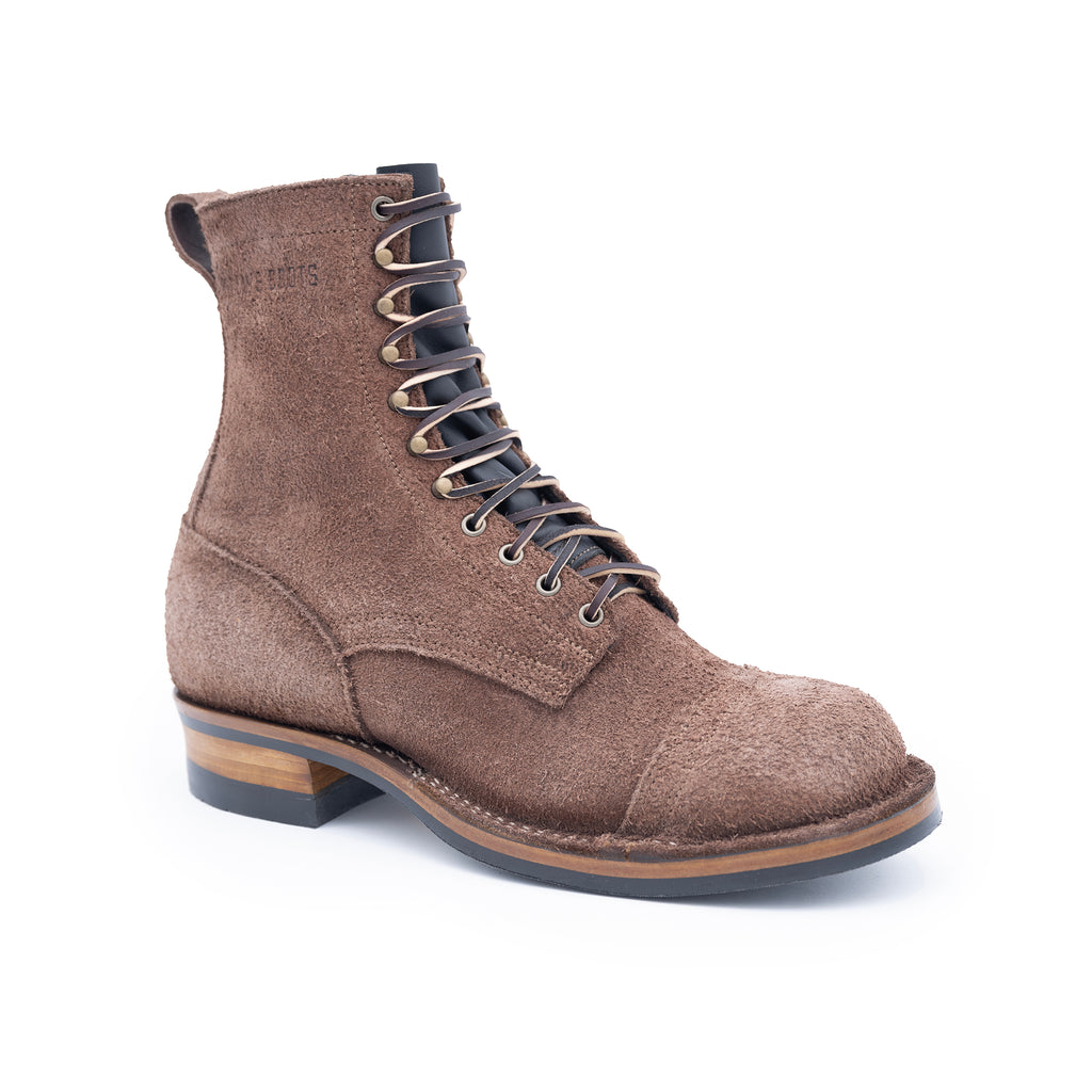 Drew's 8 Inch Work Boot 430 Mini Lug Sole Brown Roughout Toe Cap