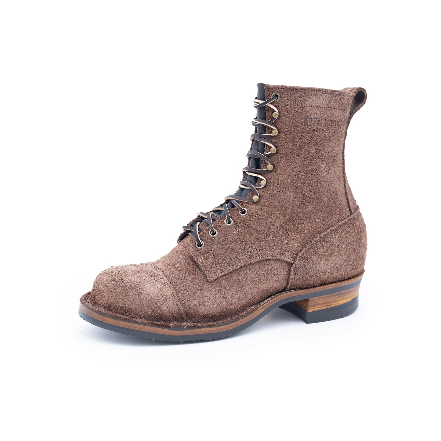 Drew's 8 Inch Work Boot 430 Mini Lug Sole Brown Roughout Toe Cap