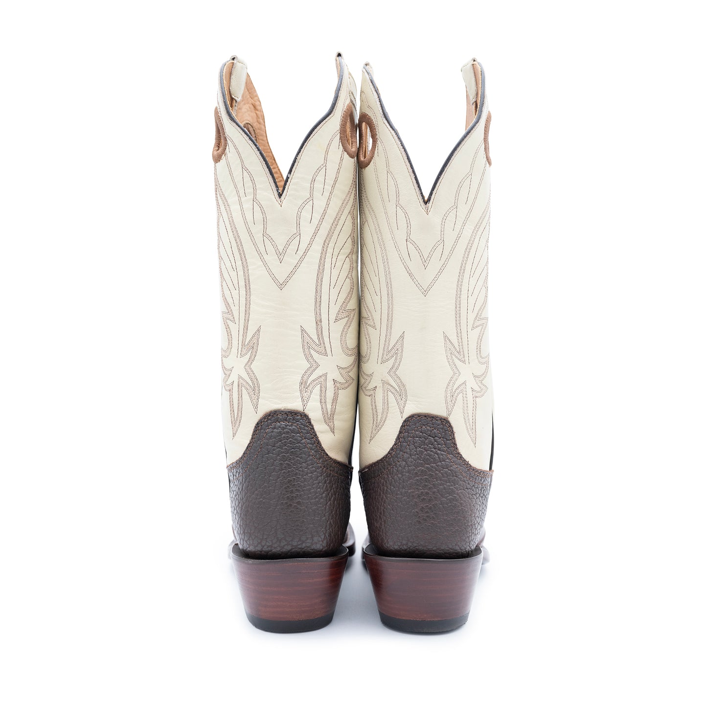 Drew's Premium Buckaroo Bone Chocolate Leather Cowboy Boots