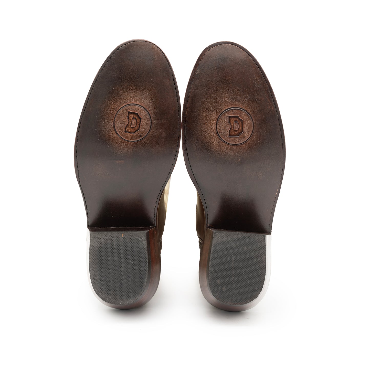 Drew's Premium Buckaroo Bone Chocolate Leather Cowboy Boots