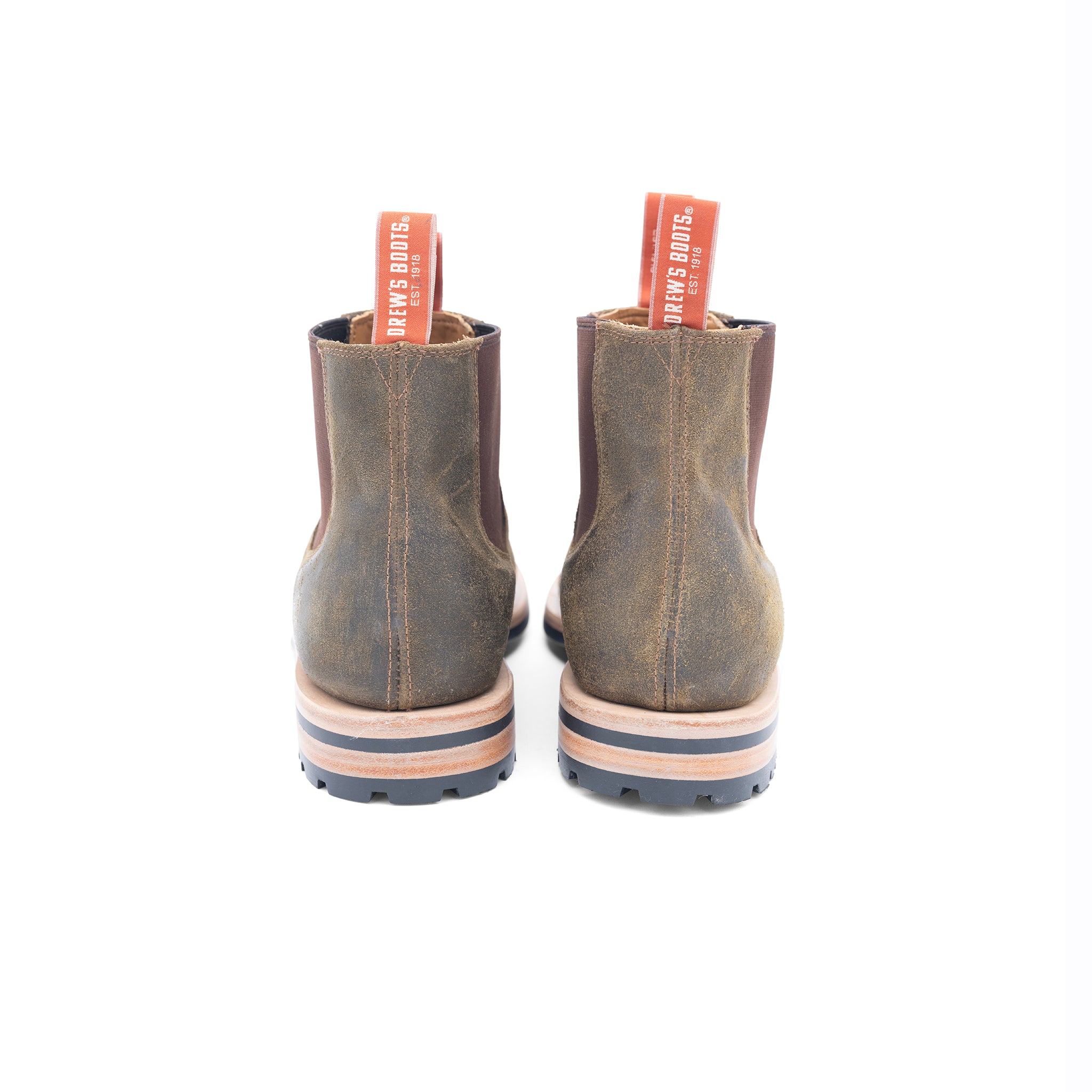 Drew's Premium Chelsea Texas Oil Dark Olive Cowhide Leather Boots