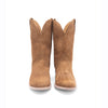 Pair of brown cowboy boots on a white background