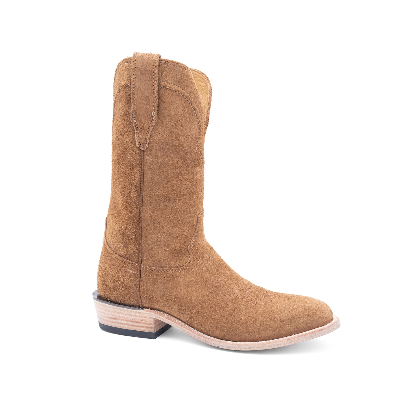 Brown cowboy boot on a white background