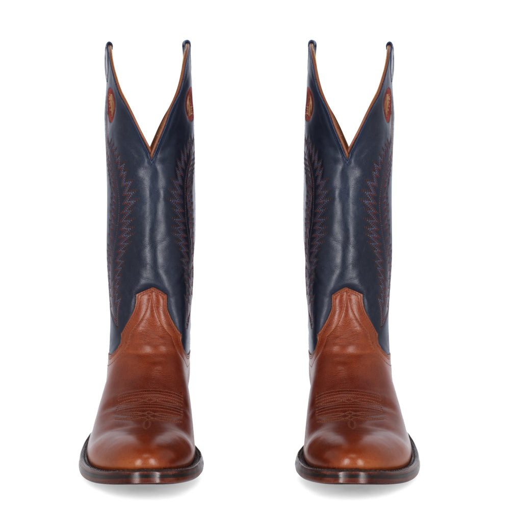 The Trevor Navy | Whiskey leather buckaroo cowboy boots