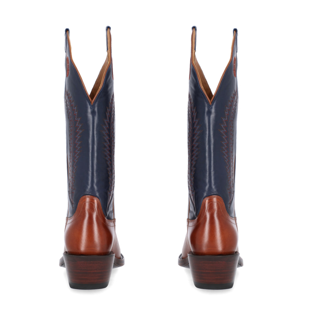 The Trevor Navy | Whiskey leather buckaroo cowboy boots