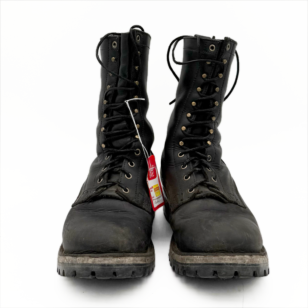 Used Drew's 10" Leather Logger Work Boots Black Smooth 10.5D