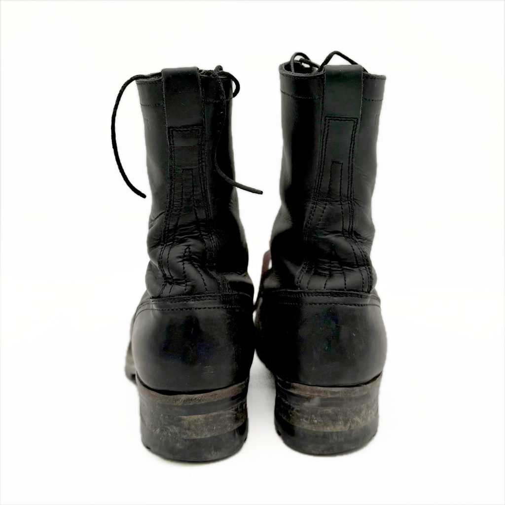 Used Drew's 10" Leather Logger Work Boots Black Smooth 10.5D