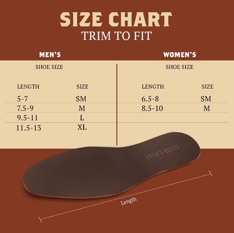 Leather Insole, Trim to Fit