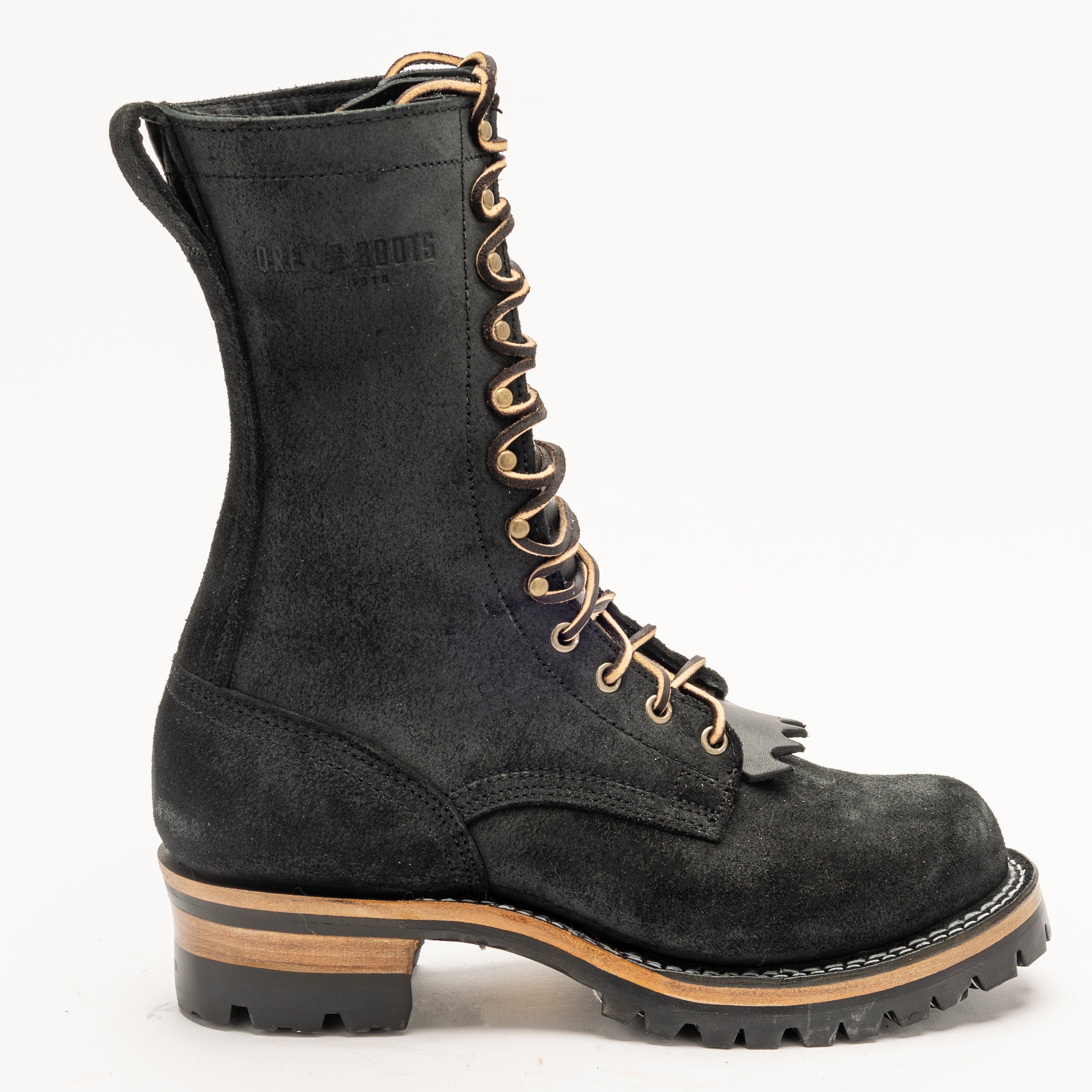 Doc Rough Out Drew's 10-Inch Logger - Black Rough Out | Drew's Boots