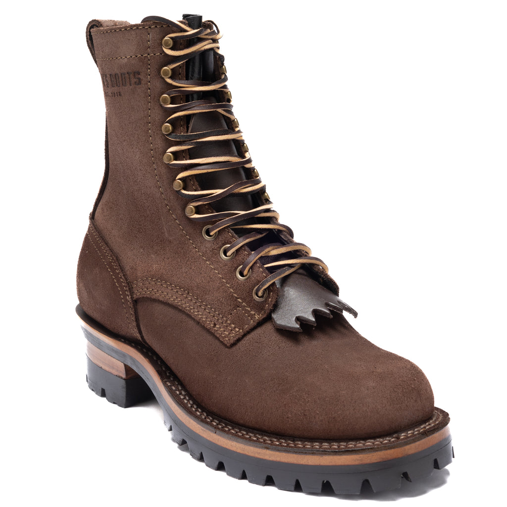 Drew's 8-Inch Logger - Brown Roughout - Drew's Boots - Drew's Boots