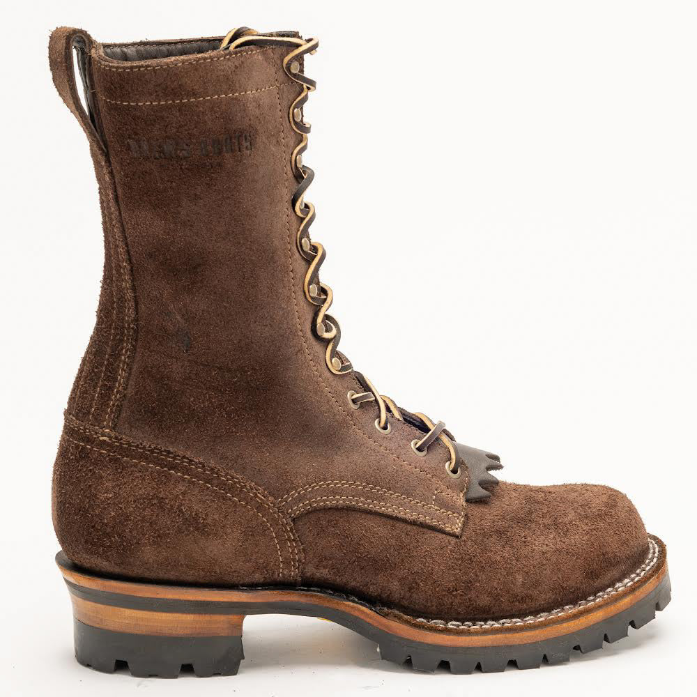 DREW'S 10-INCH LOGGER - Brown Rough Out - Drew's Boots - Drew's Boots